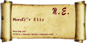 Monár Eliz névjegykártya